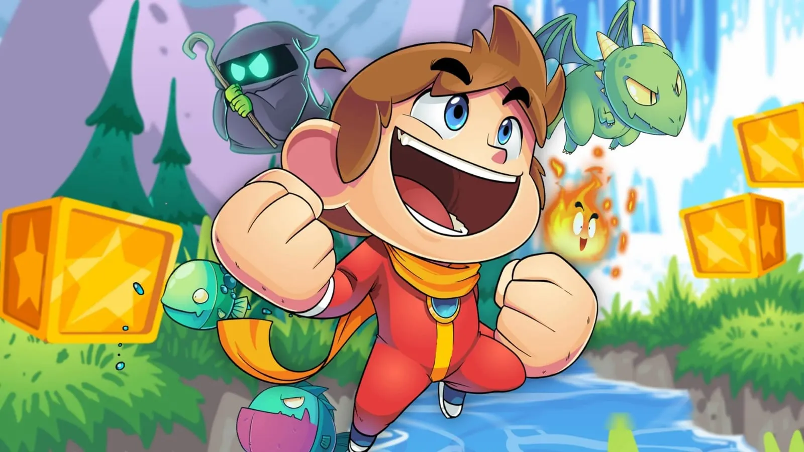 Gameplay from the platformer Alex Kidd in Miracle World DX.