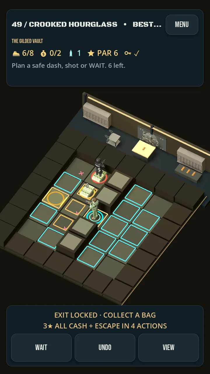 Planning a move, with reachable tiles highlighted in cyan